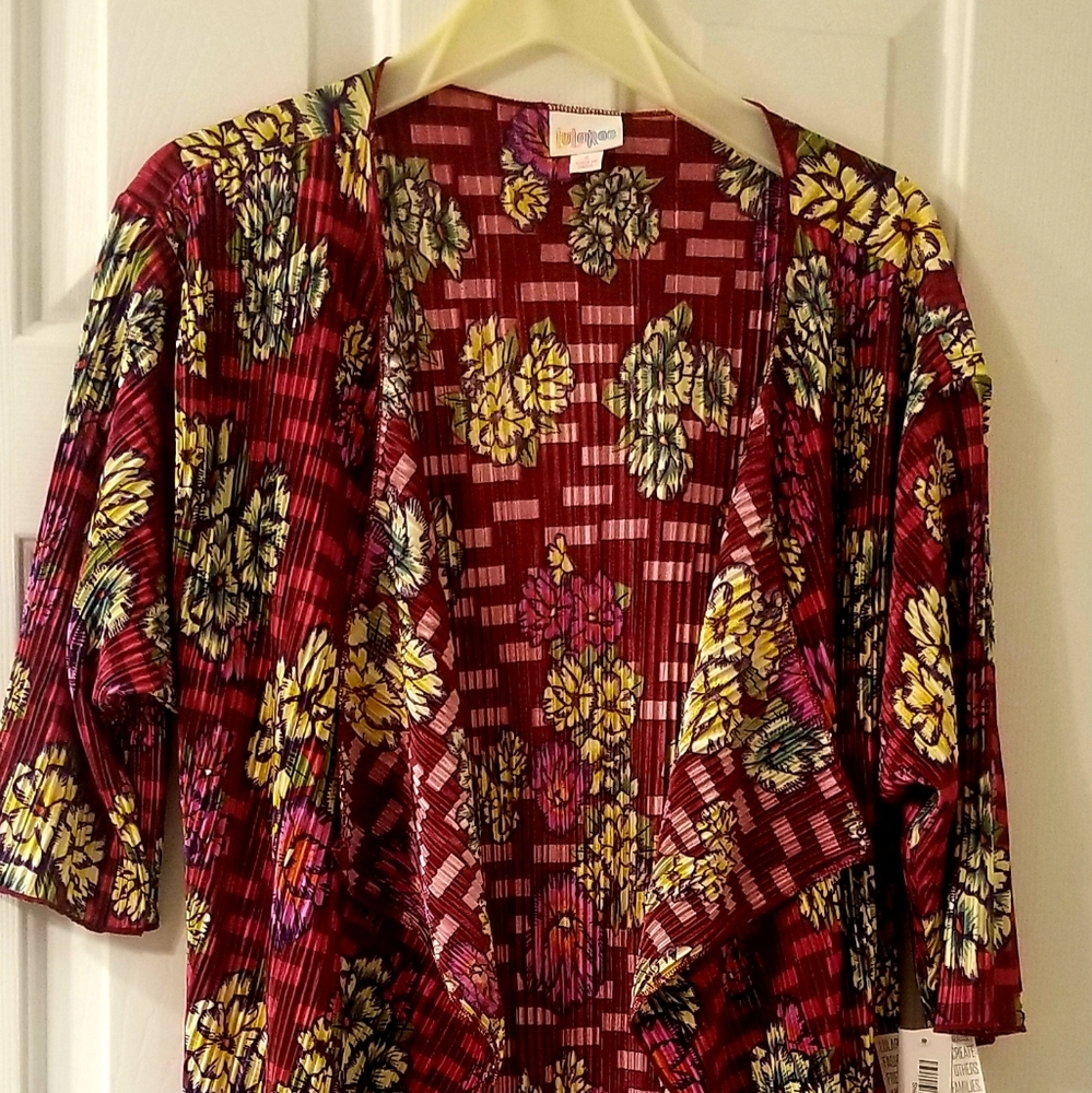 LuLaRoe Shirley Kimono Robe Pink Floral Size Small